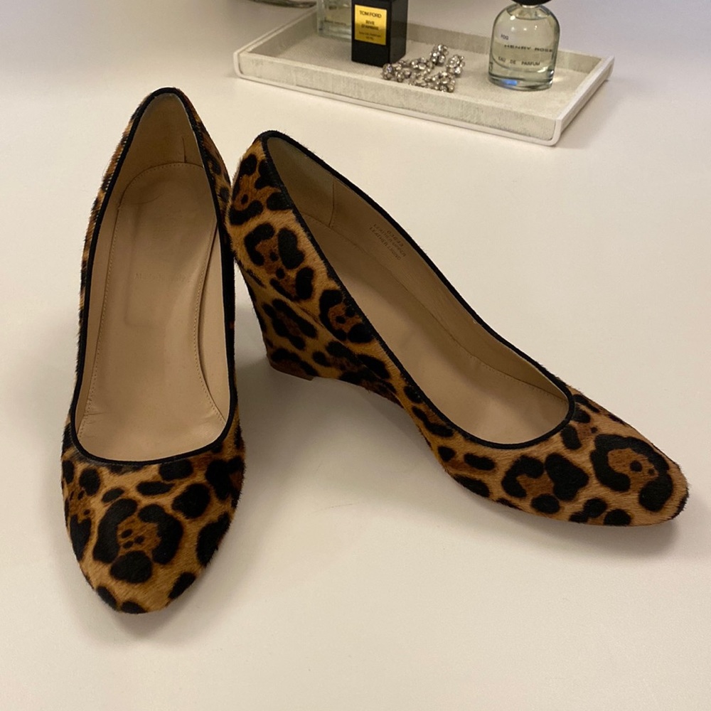 J Crew Leopard Calf Hair Wedge Shoes